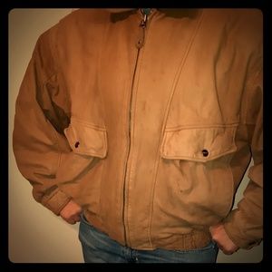 Vintage Brown Leather Bomber Jacket